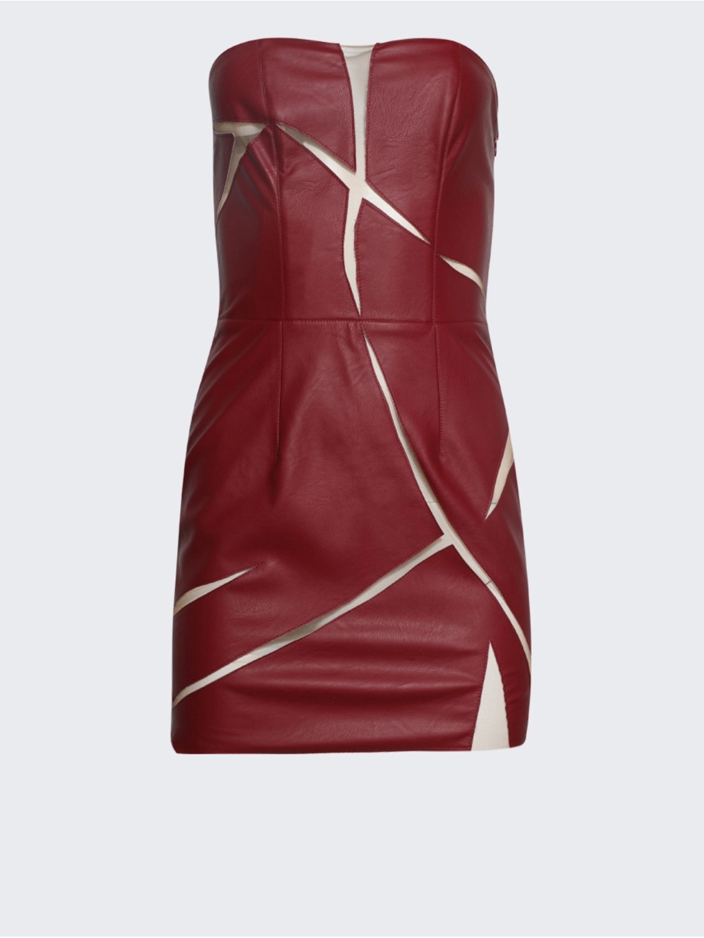 Strapless Wine-Red Cutout Mini Dress — image 4 of 7